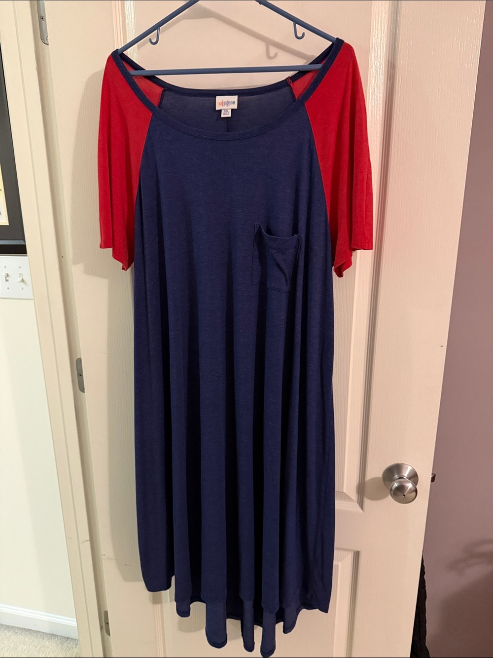 Lularoe 3XL Navy and Red Contrast Sleeve Dress